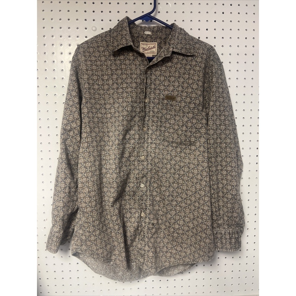 Woolrich Shirt Mens‎ Size Medium Blue Brown  Casual Button Up Long Sleeve